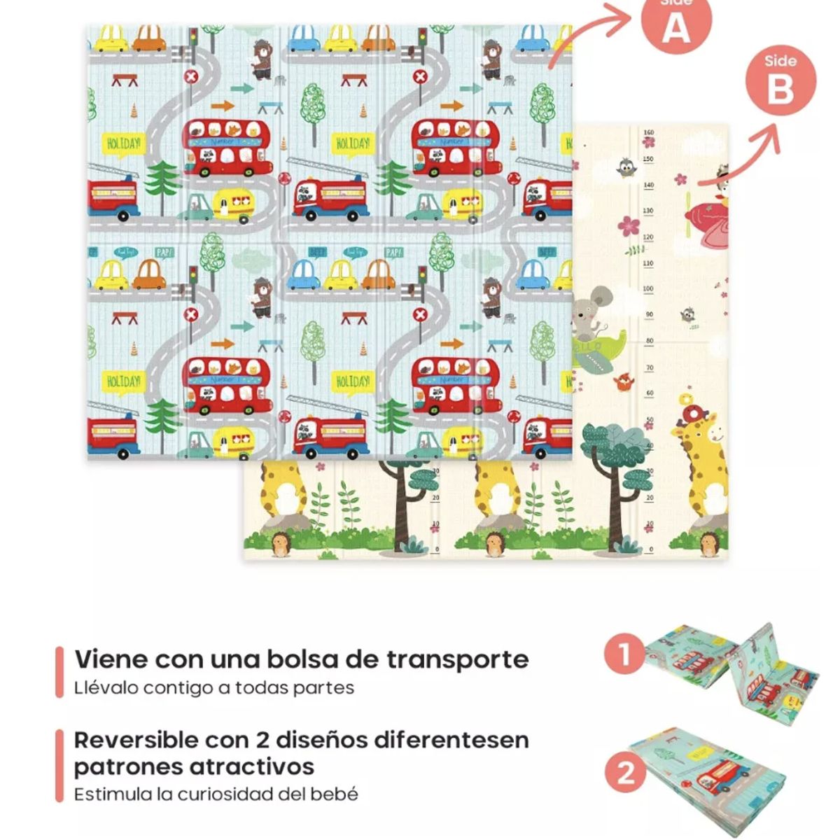 OKAY - Alfombra Antigolpes Niños Bebes Plegable Con Bolso 180x200cm