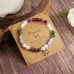 GENERICO - Pulsera zodiacal Piscis Cristal de piedras naturales