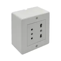 LEXO - Casquete Enchufe Doble 10a / 16a Sobrepuesto -