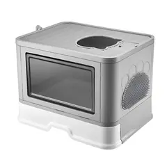 OKAY - Arenero Cerrado Para Gatos Baño Sanitario Con Base Movil Color Gris