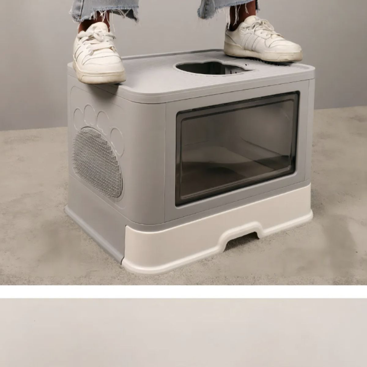 OKAY - Arenero Cerrado Para Gatos Baño Sanitario Con Base Movil Color Gris