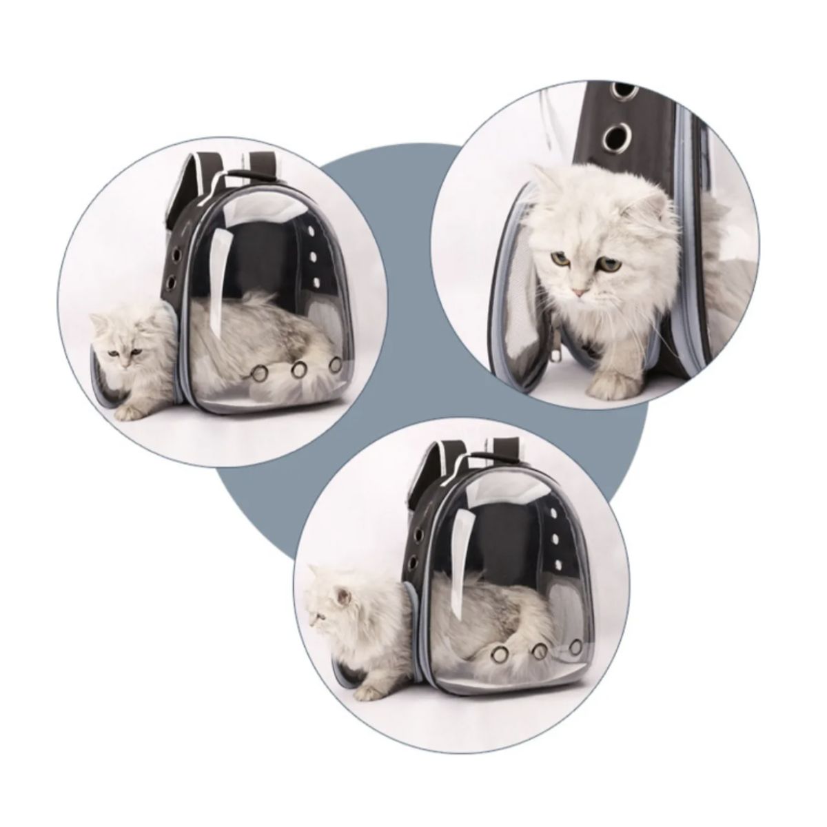 OKAY - Mochila Bolso Transparente Mascota Perro Y Gato Color Gris