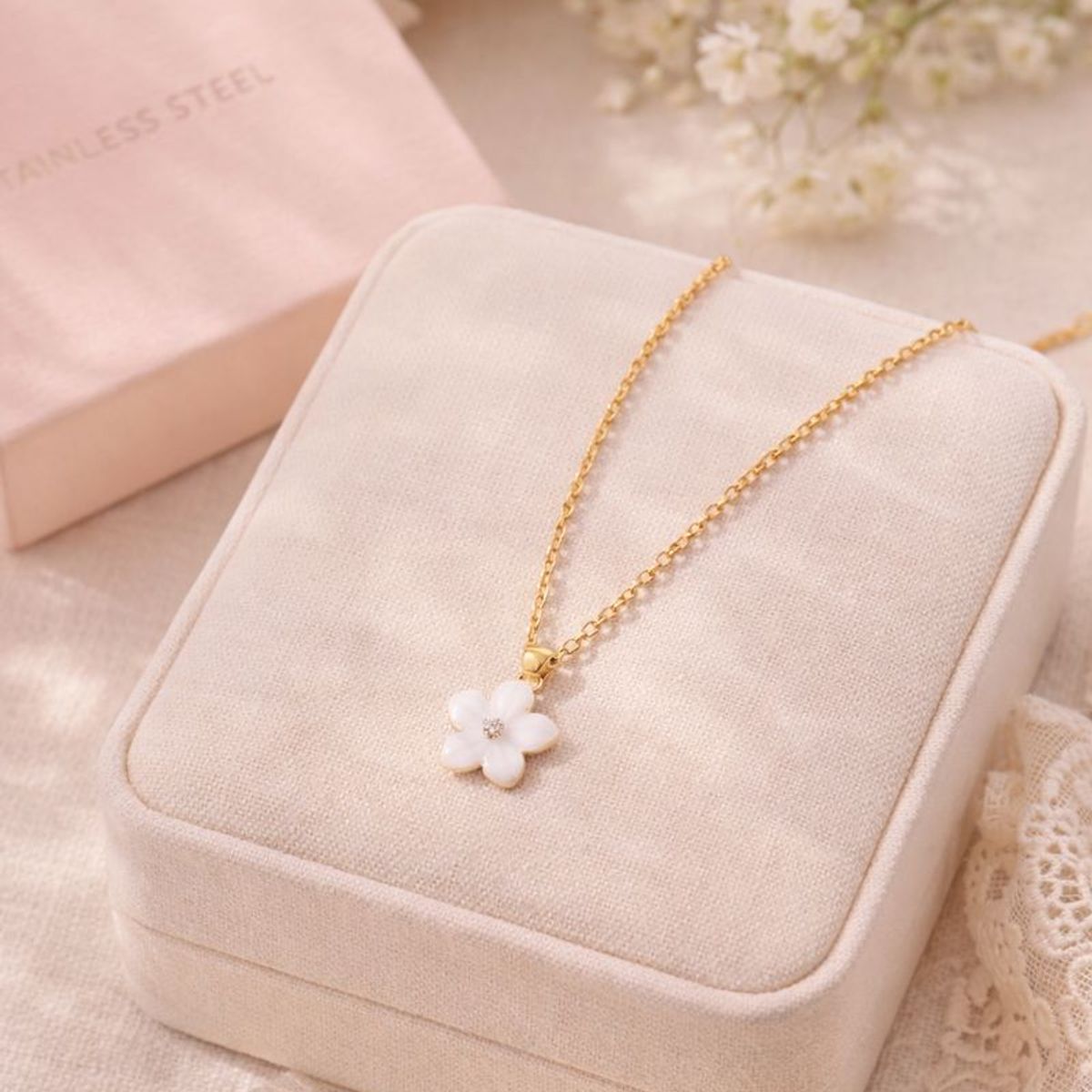 GENERICO - Collar flor  Acero inoxidable