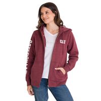 Polerón Full Zip Trademark Banner Mujer Rojo