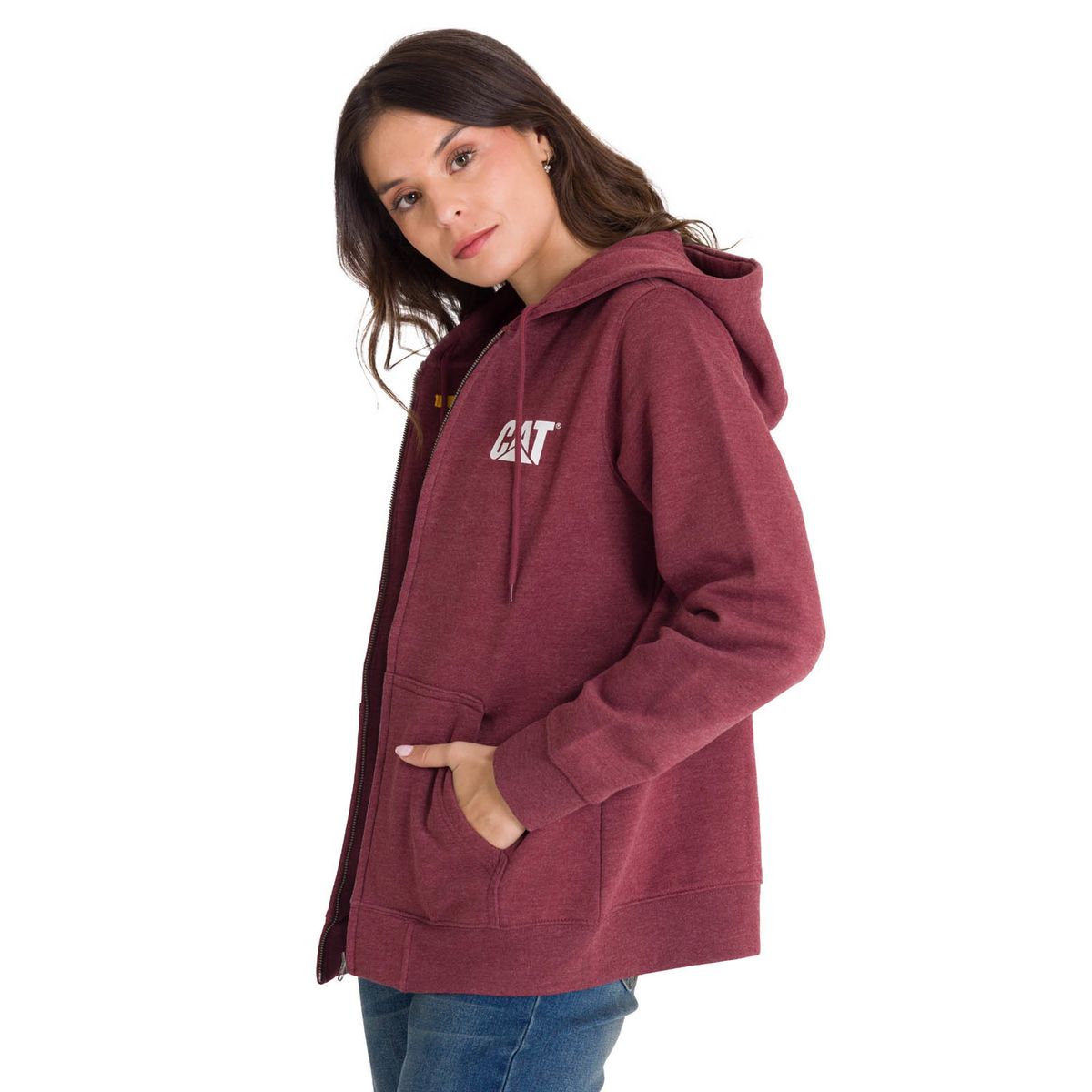 CAT - Polerón Full Zip Trademark Banner Mujer Rojo CAT