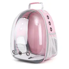 OKAY - Mochila Bolso Transparente Mascota Perro Y Gato Color Rosa