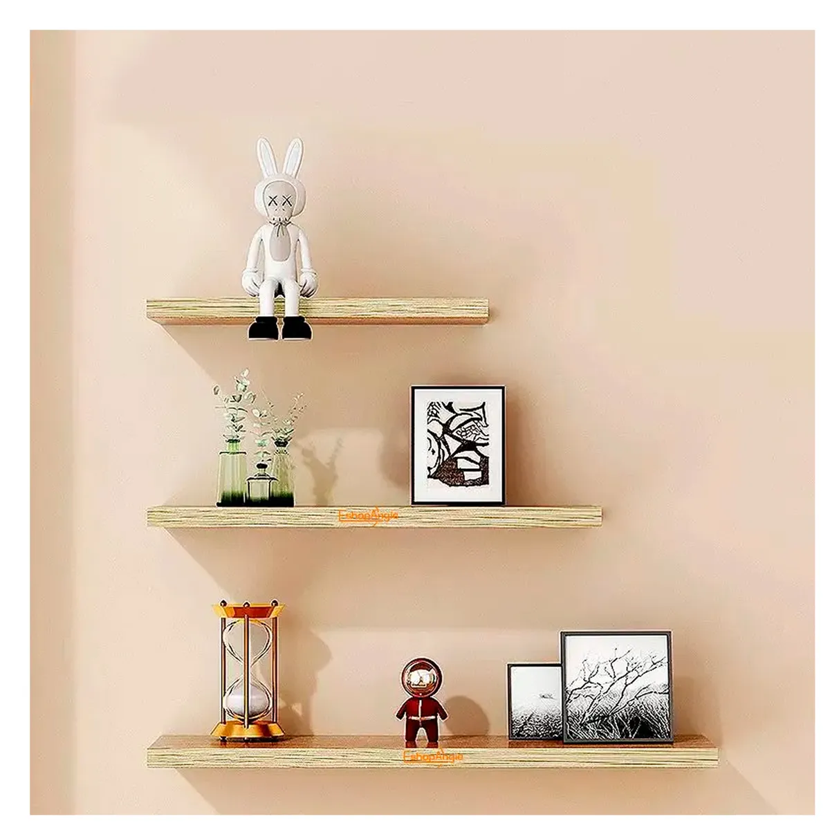 ESHOPANGIE - Repisas Estantes Flotantes Minimalista De Madera 3 Niveles Roble