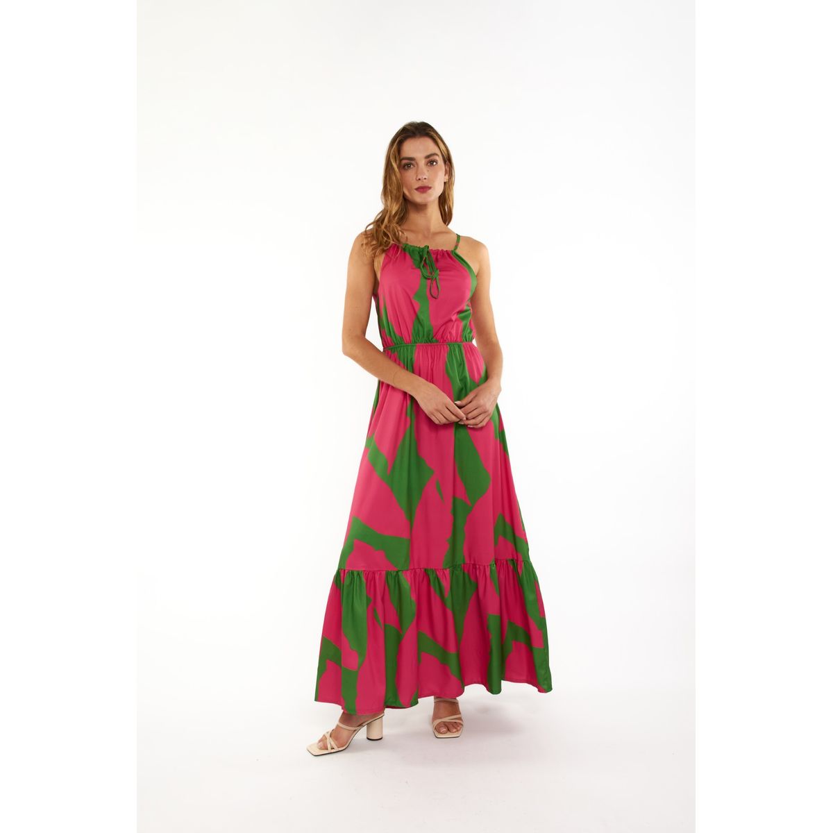 GUINDA - Vestido largo cuello halter Nua Guinda