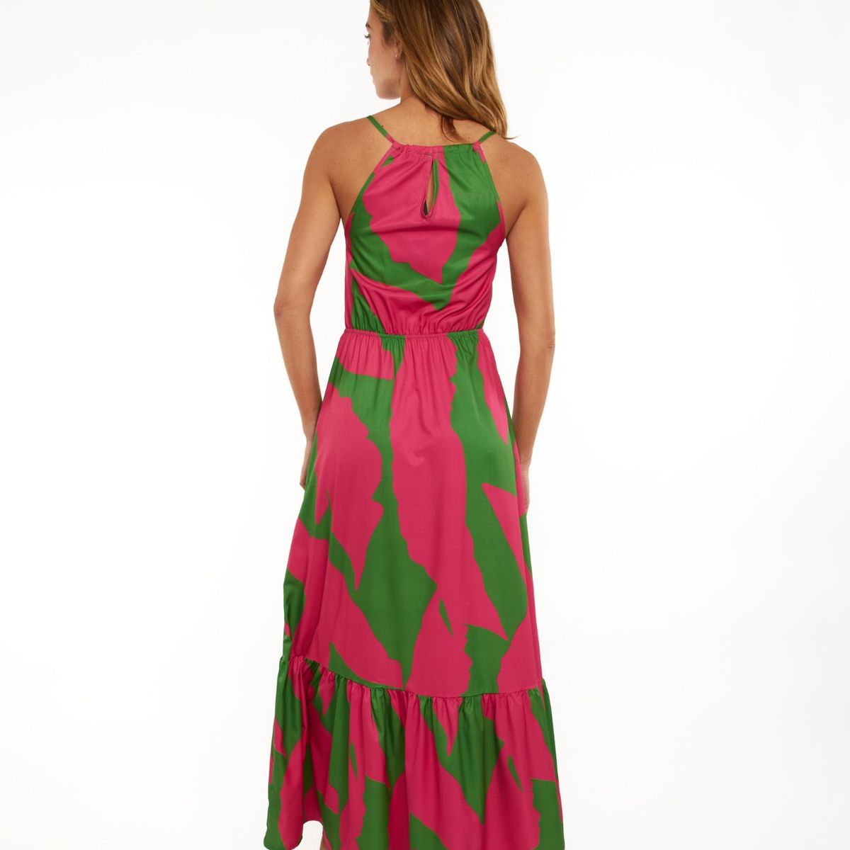 GUINDA - Vestido largo cuello halter Nua Guinda