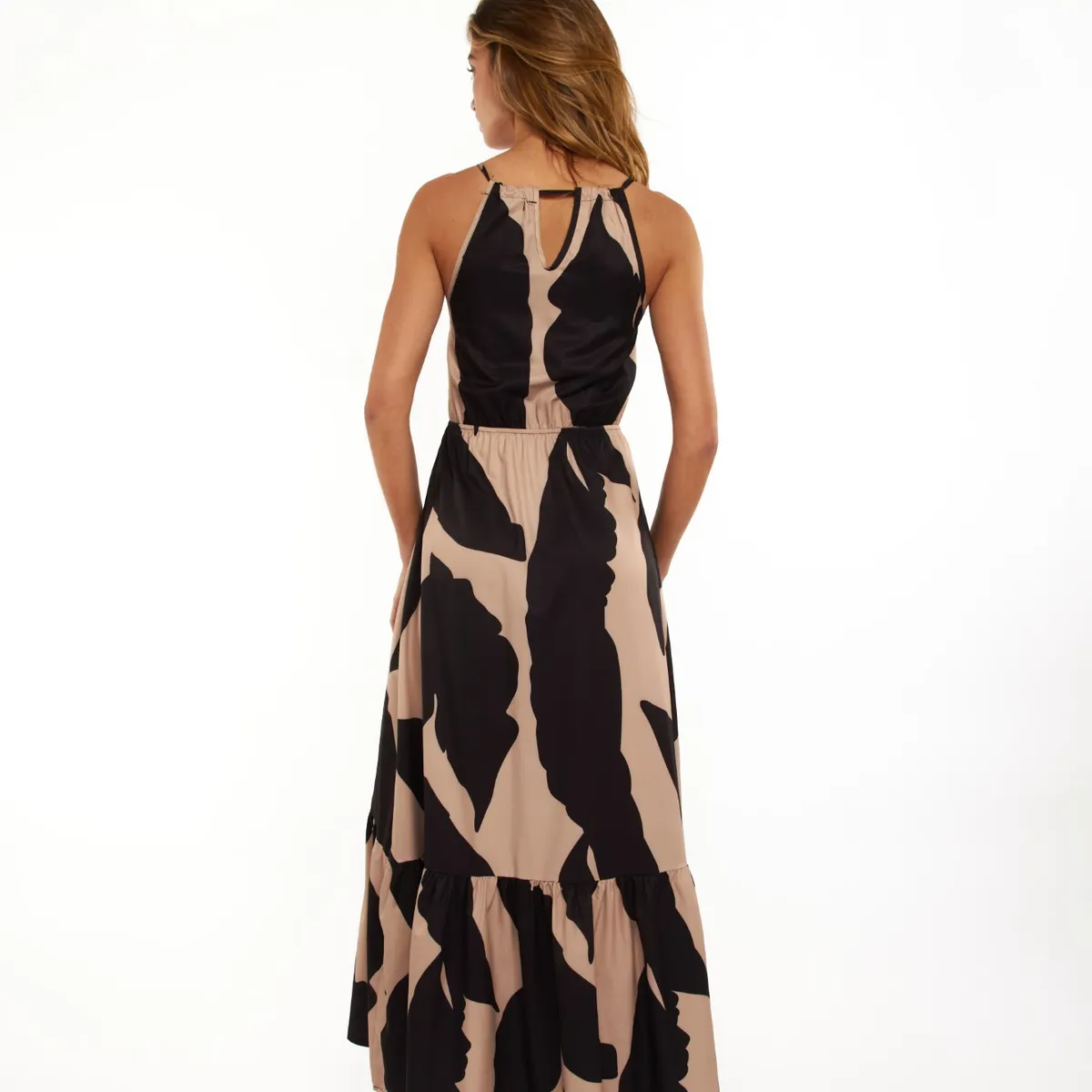 GUINDA - Vestido largo cuello halter Nua Guinda