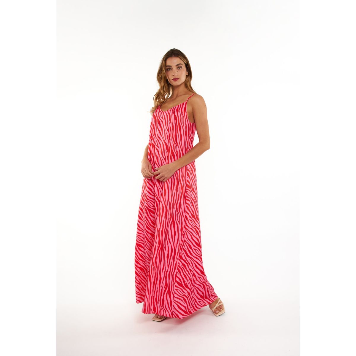 GUINDA - Maxi Vestido holgado con tirantes Brisa Guinda