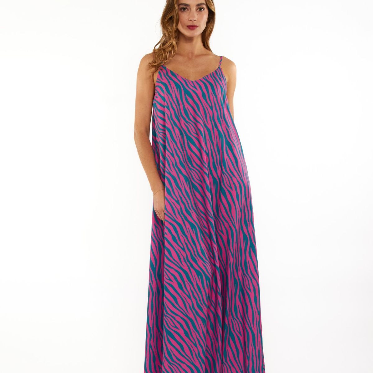 GUINDA - Maxi Vestido holgado con tirantes Brisa Guinda