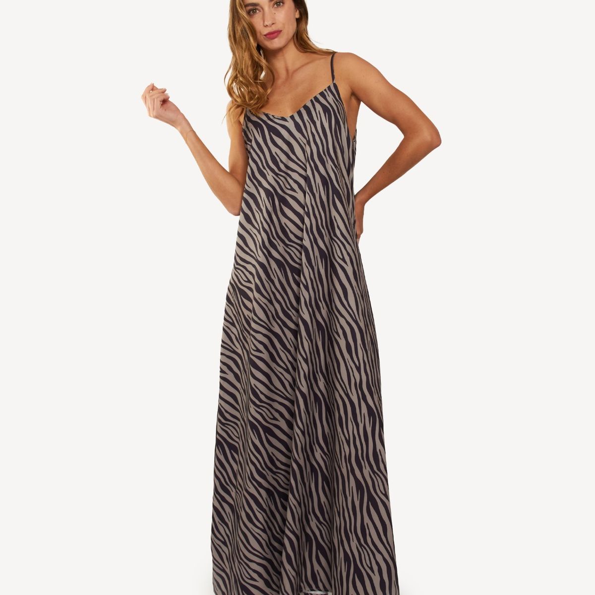 GUINDA - Maxi Vestido holgado con tirantes Brisa Guinda