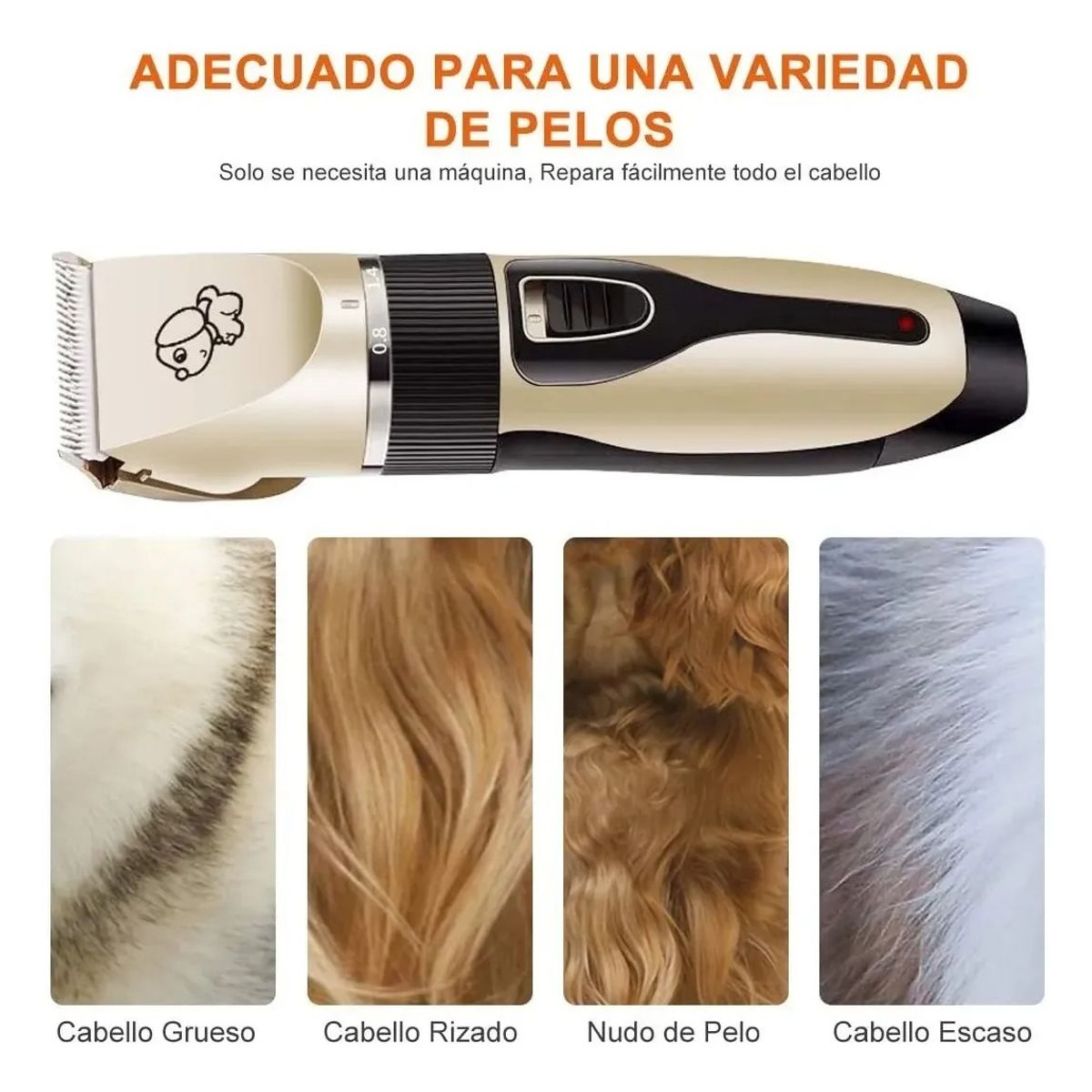 EVERSO - Maquina Corta Pelo Mascotas Perro Gato Kit Completo 15 En 1 Dorado