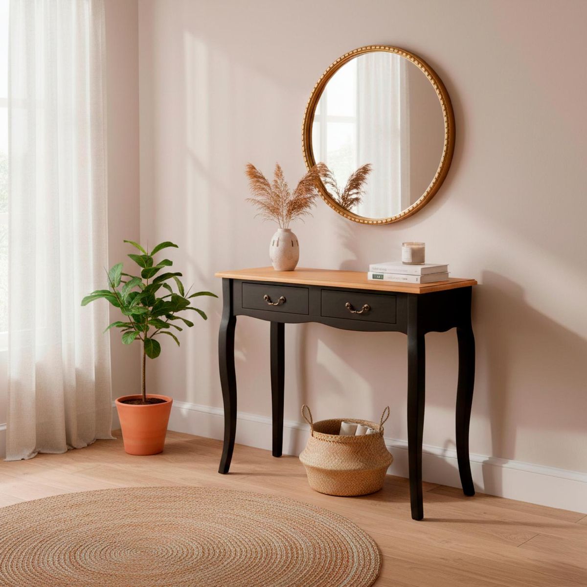 ATMOSPHERA - Arrimo de Madera Chyrsa Negro 87x34x78 cm Atmosphera