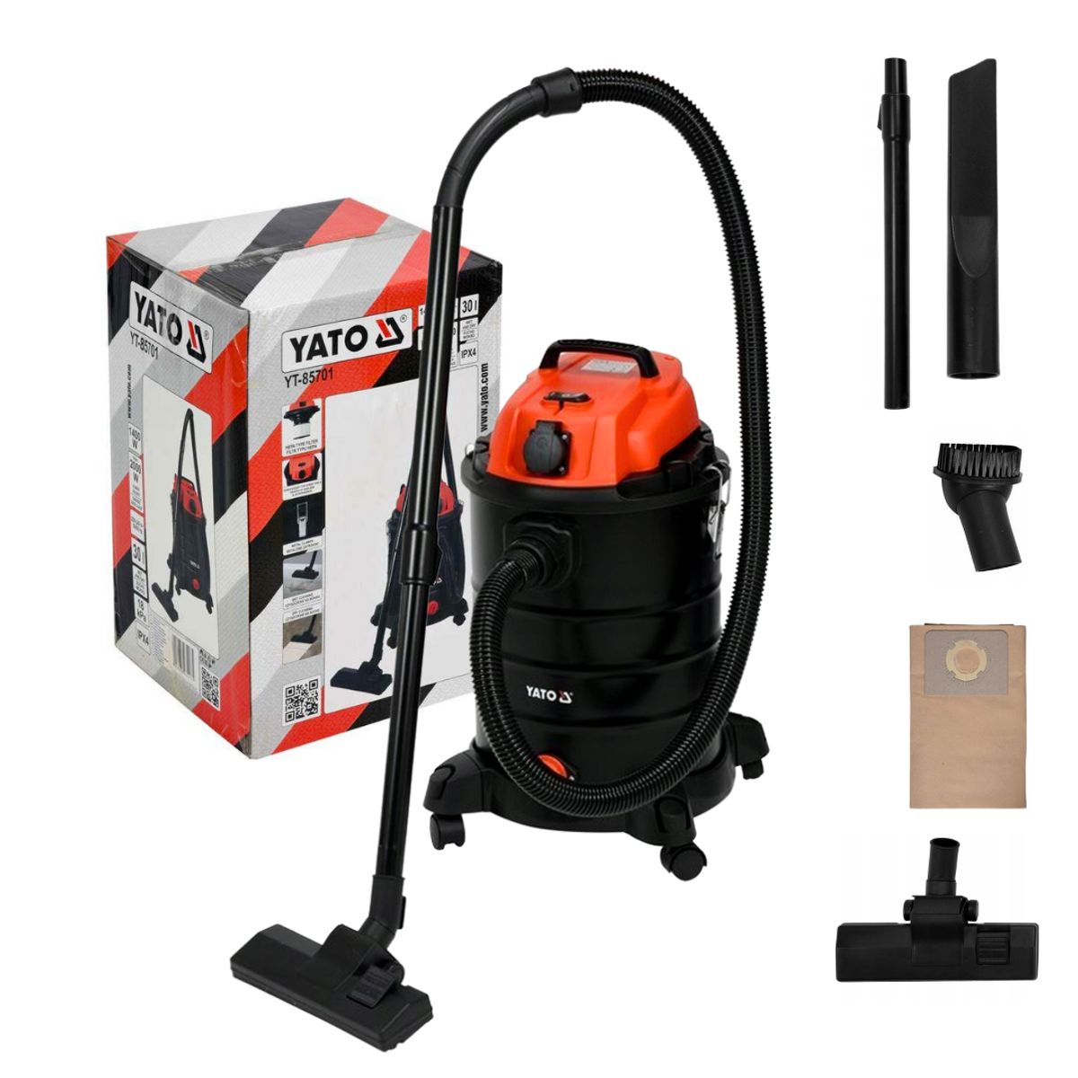 YATO - Aspiradora Industrial YATO 30L 1400W Con Accesorios YT-85701