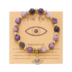 GENERICO - Pulsera ojo protector Piedras y acero inoxidable