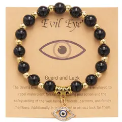 GENERICO - Pulsera ojo protector Piedras y acero inoxidable