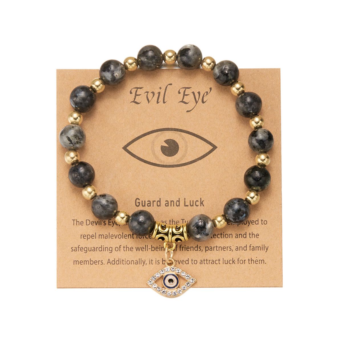 GENERICO - Pulsera ojo protector  Piedras y acero inoxidable