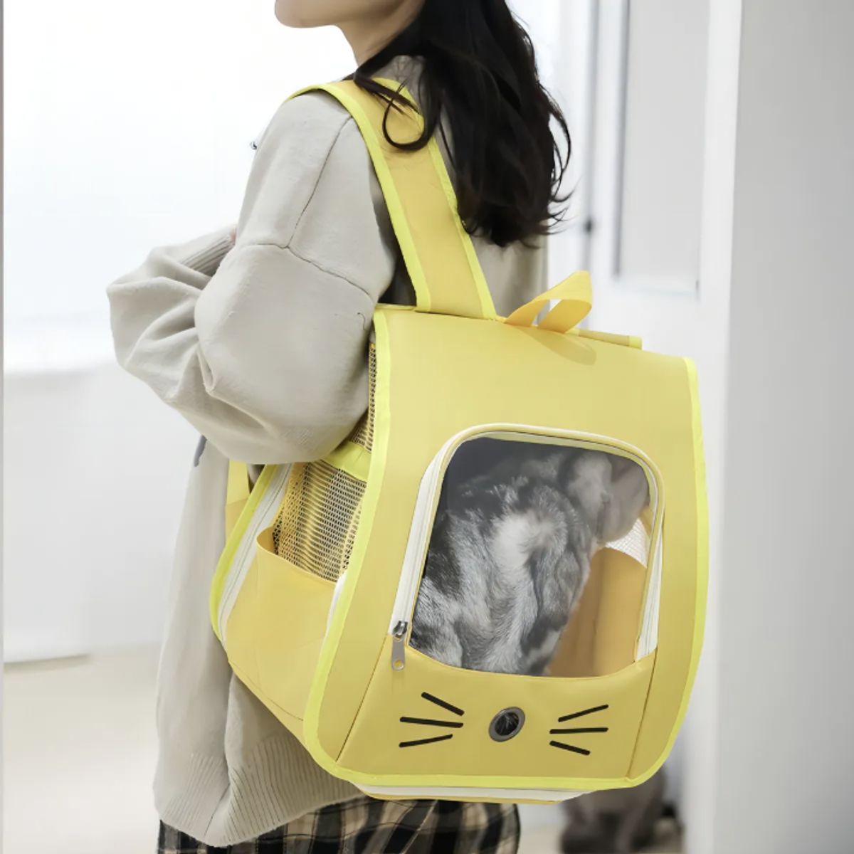 OKAY - Mochila Transportador Viaje Mascota Bolso Gato Perro Color Azul