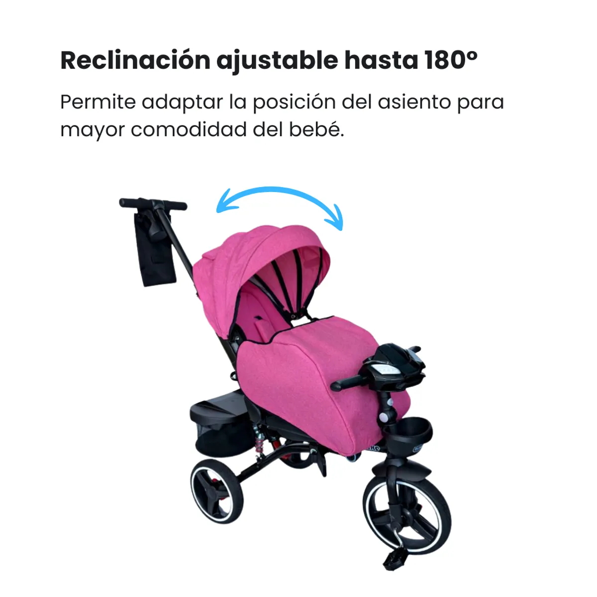BEBEGLO - Triciclo Coche Cuna Bluetooth Trike Plus 360 Fucsia