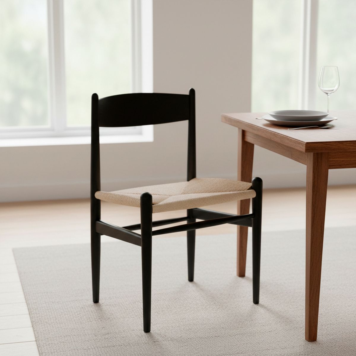 MILK - Silla Comedor Grand Cuerda Negra