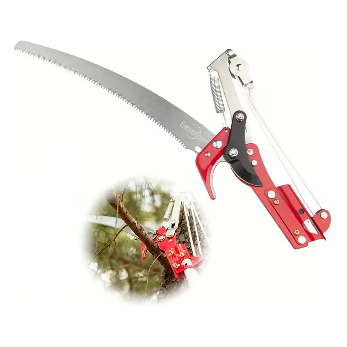 ESHOPANGIE - Tijera De Altura Sierra Jardinería Podadora Con Serrucho Rojo