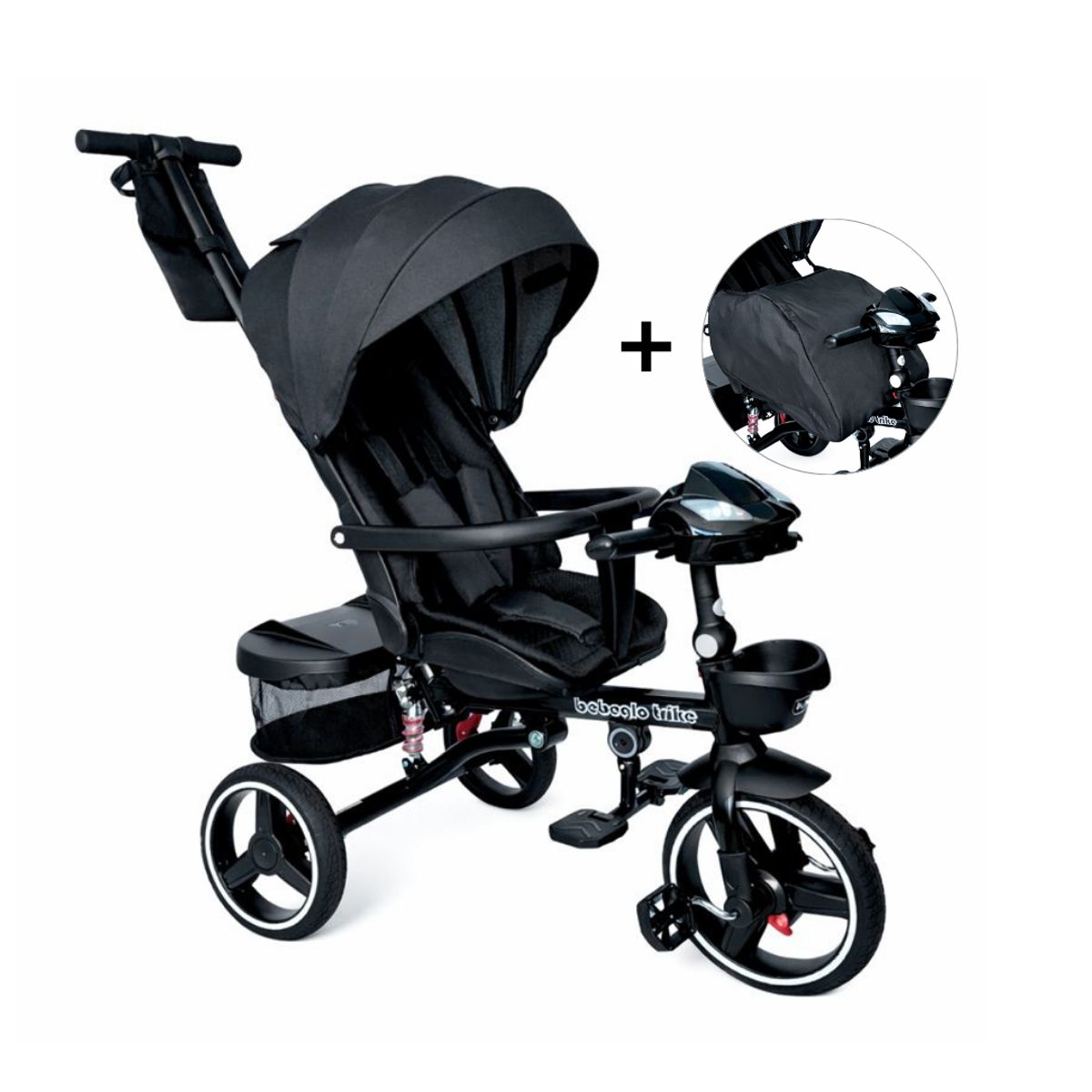 BEBEGLO - Triciclo Coche Cuna Bluetooth Trike Plus 360 Negro
