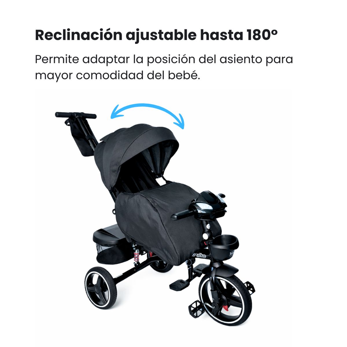 BEBEGLO - Triciclo Coche Cuna Bluetooth Trike Plus 360 Negro