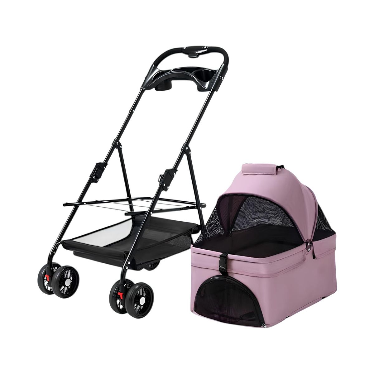 LUBABYCAS - Coche Para Mascotas Perros Gatos 2 En 1 LuBabycas Rosado