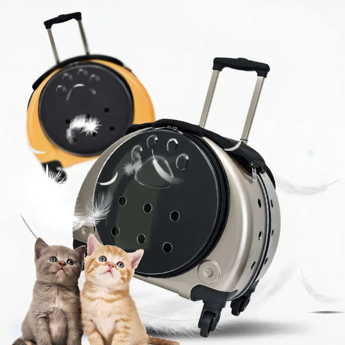OKAY - Maleta Transporte De Mascotas Con Ruedas Color Dorado