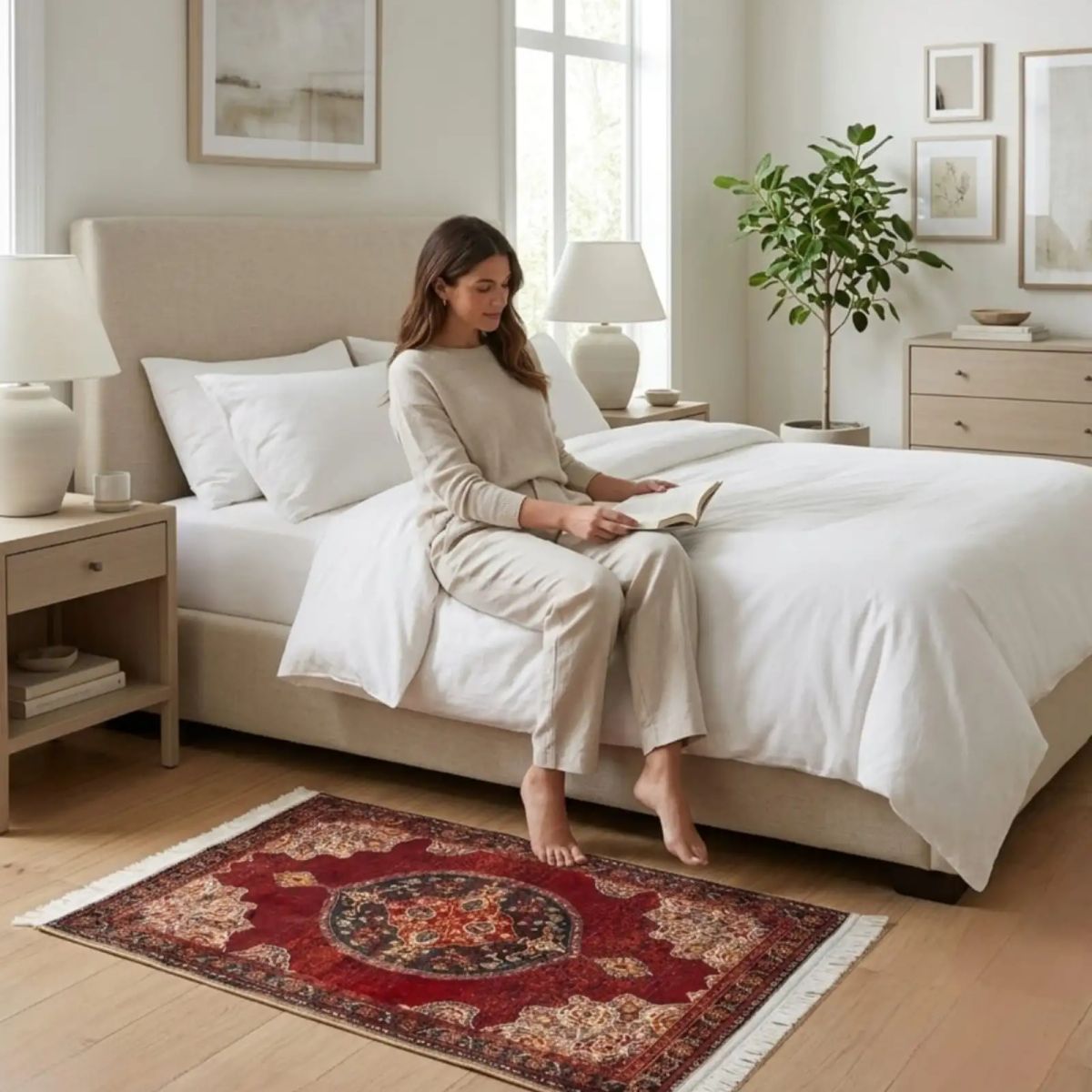 GENERICO - Alfombra Estilo Persa Vintage Con Flecos 80x120 Cm