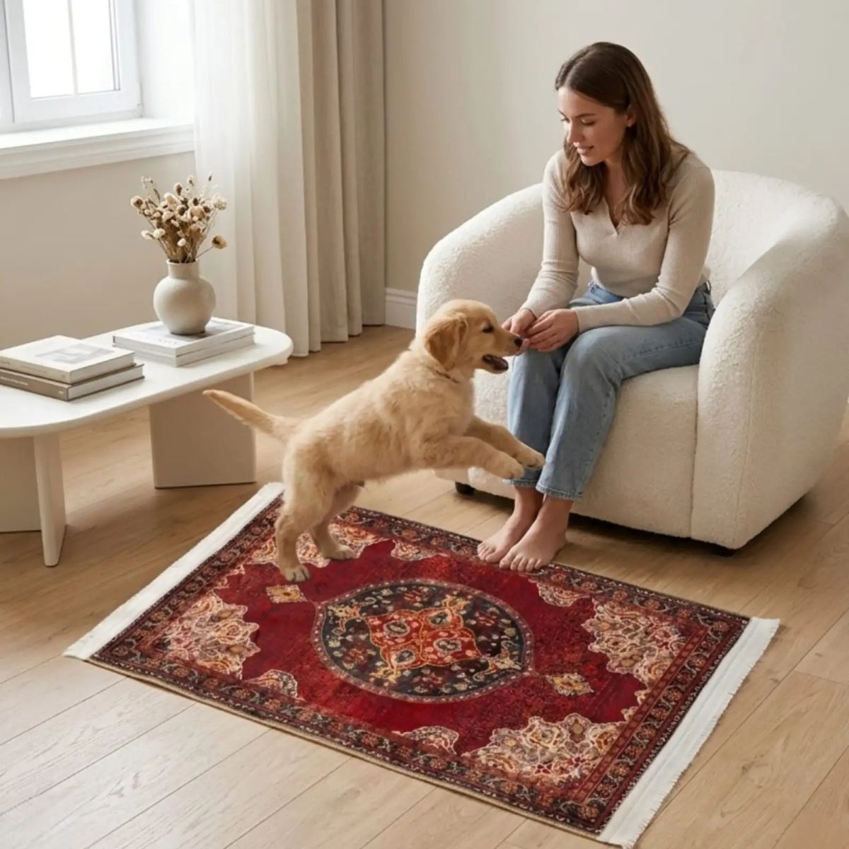 GENERICO - Alfombra Estilo Persa Vintage Con Flecos 80x120 Cm