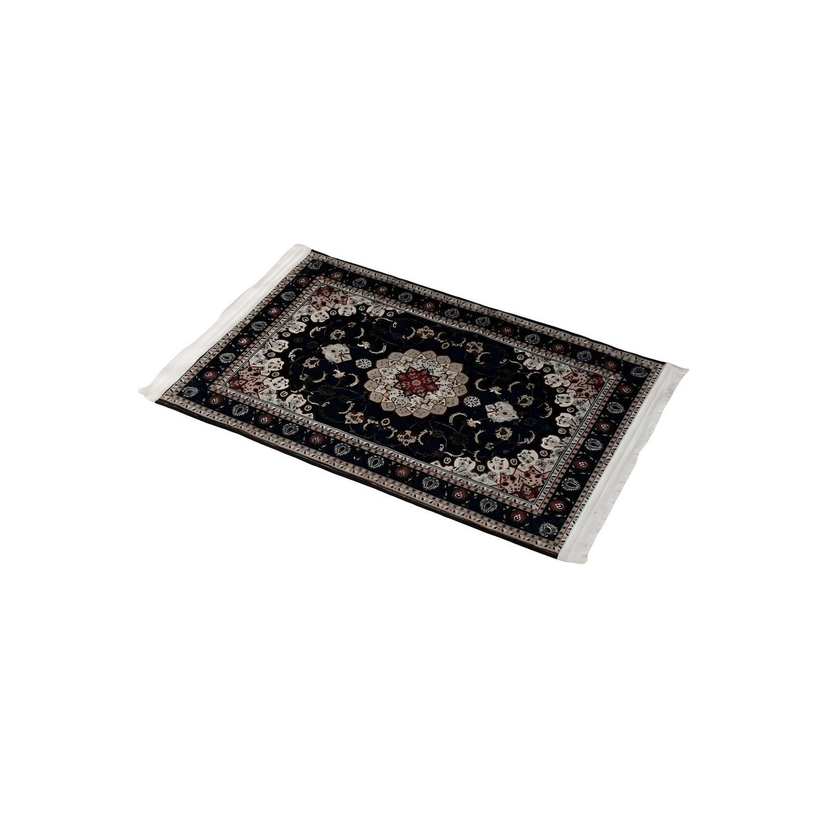 GENERICO - ALFOMBRA DECORATIVA CON FLEQUILLOS 80X120 NEGRO