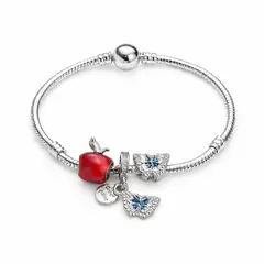 GENERICO - Pulsera con Charms Mariposa & Manzana Color frescura y encanto natural