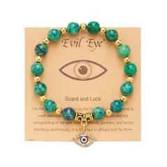 GENERICO - Pulsera ojo protector Piedras y acero inoxidable