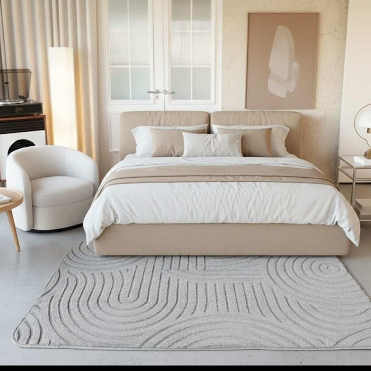 GENERICO - ALFOMBRA JACQUARD GRIS 150X200 CM HERMOSO DISEÑO TEXTURIZADO AL RELIEVE MODERNA ELAGANTE MP