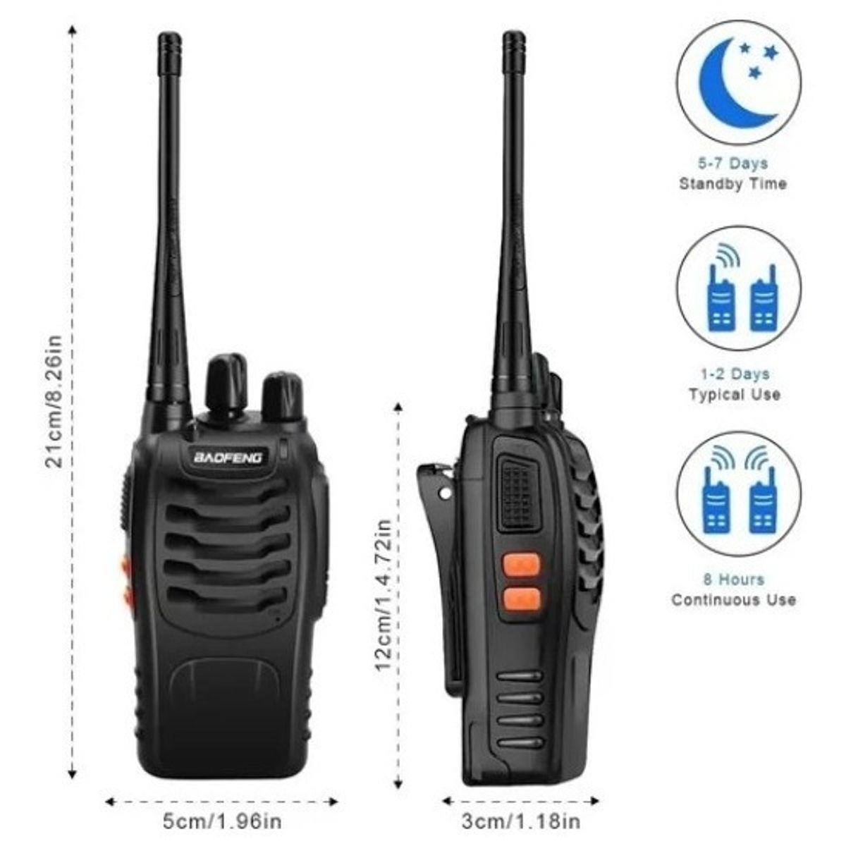 BAOFENG - Pack 2 Radio Transmisor Walkie Talkie Bf-888s Baofeng Recargable Ideal Camping Seguridad