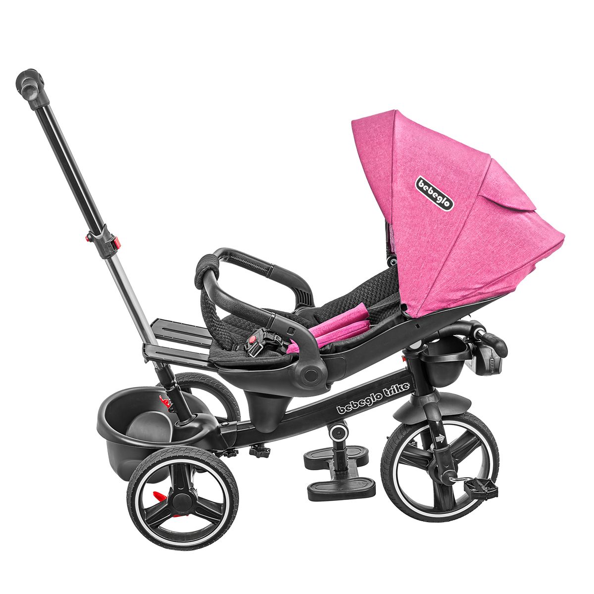 BEBEGLO - Triciclo Coche Cuna Musical 360° RS4110 Fucsia