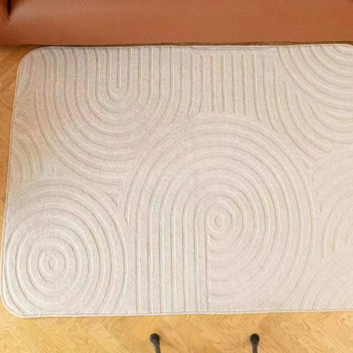 GENERICO - ALFOMBRA JACQUARD BEIGE 150X200 CM HERMOSO DISEÑO TEXTURIZADO AL RELIEVE MODERNA ELAGANTE MP
