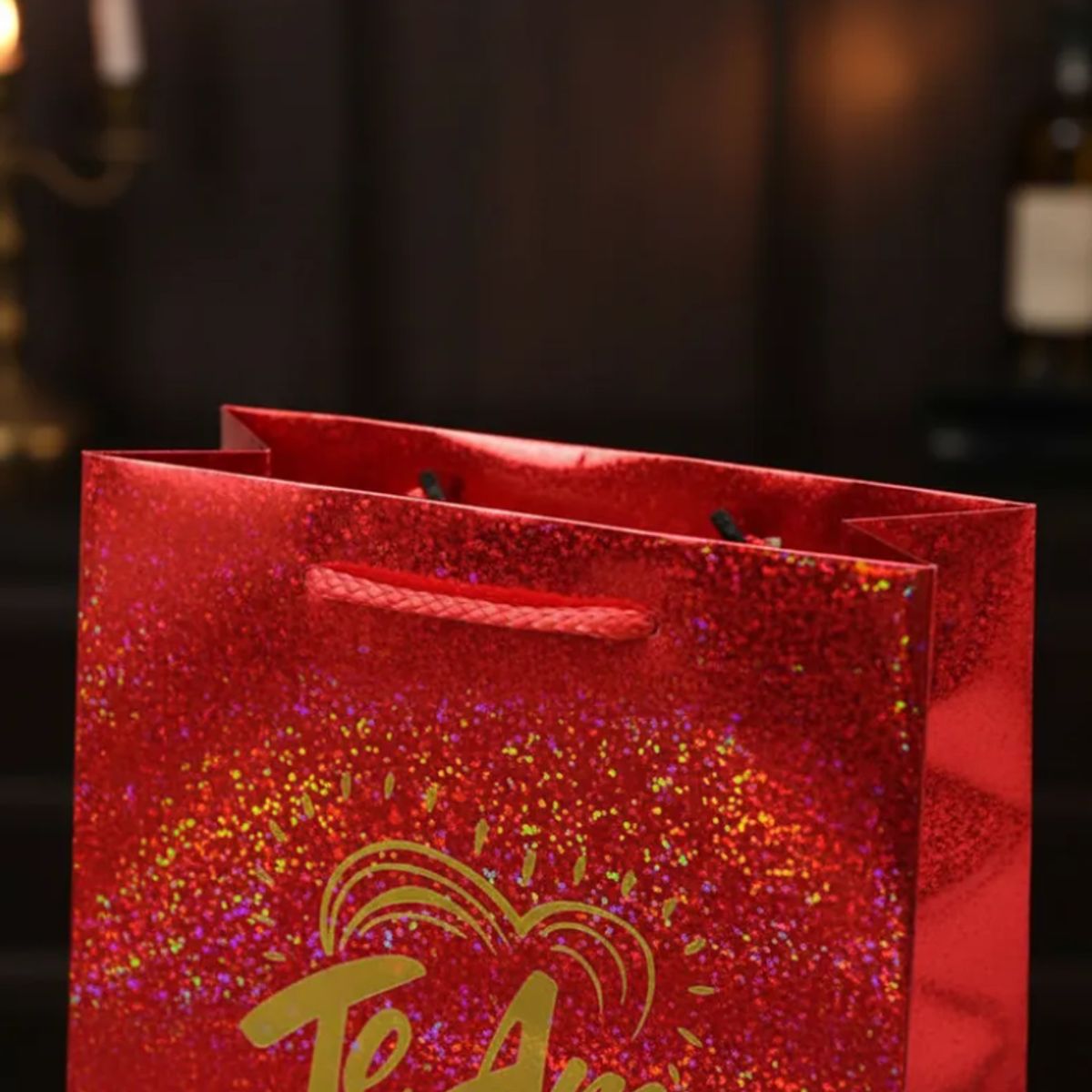 GENERICO - Set x12 Bolsa de regalo grande Te Amo holográfica