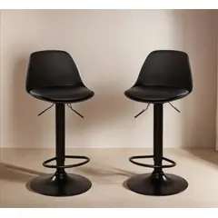 ARTIHOGAR - Pack 2 Pisos Bar Taburete Silla Tulipan Negras/Negro