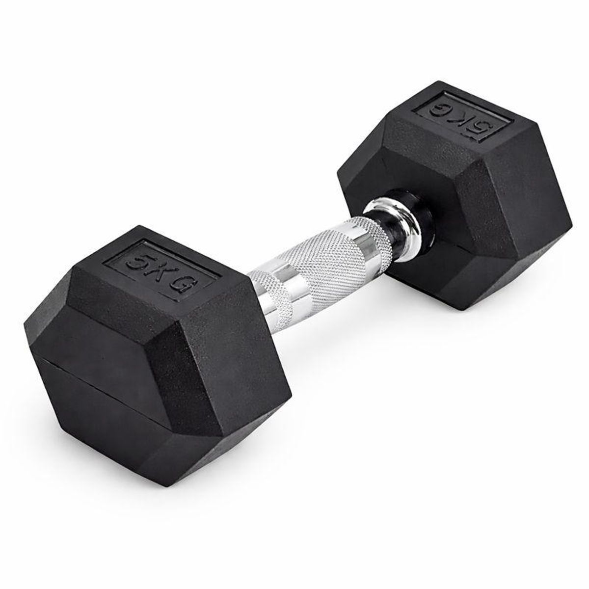 GENERICO - Mancuerna Profesional Hexagonal 5kg caucho  acero Fitness