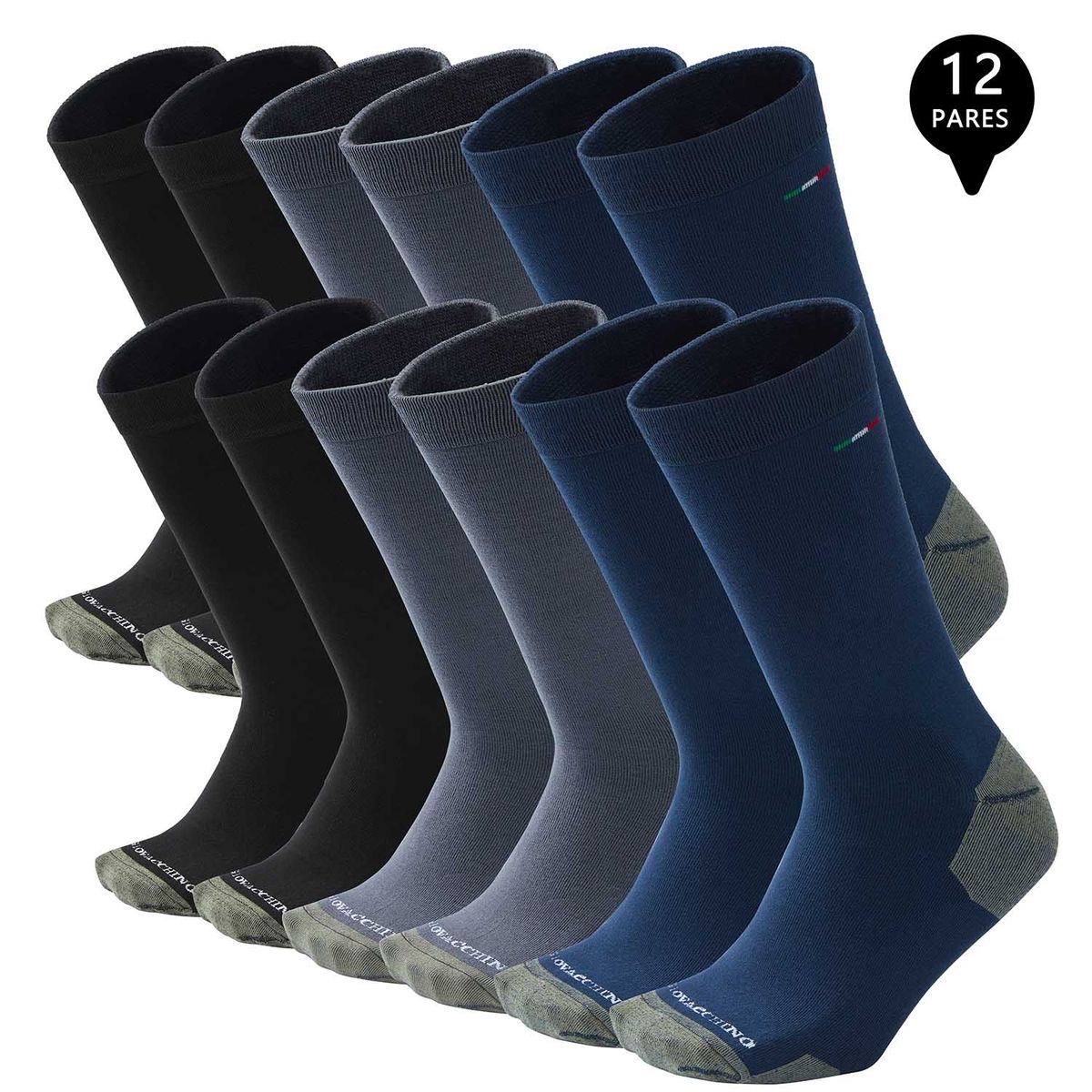GIOVACCHINO - Calcetines Bambú con Fibra de Cobre Hombre Pack 12