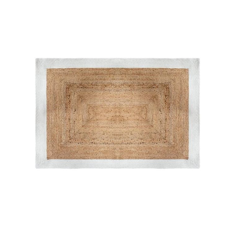 Alfombra de Yute Rectangular Borde Blanco 170x120 cm