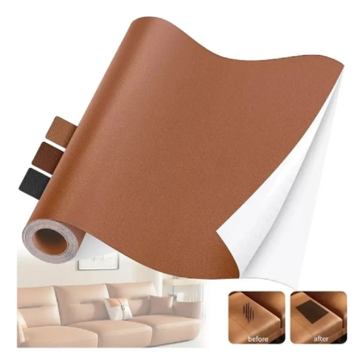 GENERICO - Parche De Reparación De Cuero Para Sofá Café Multiusos