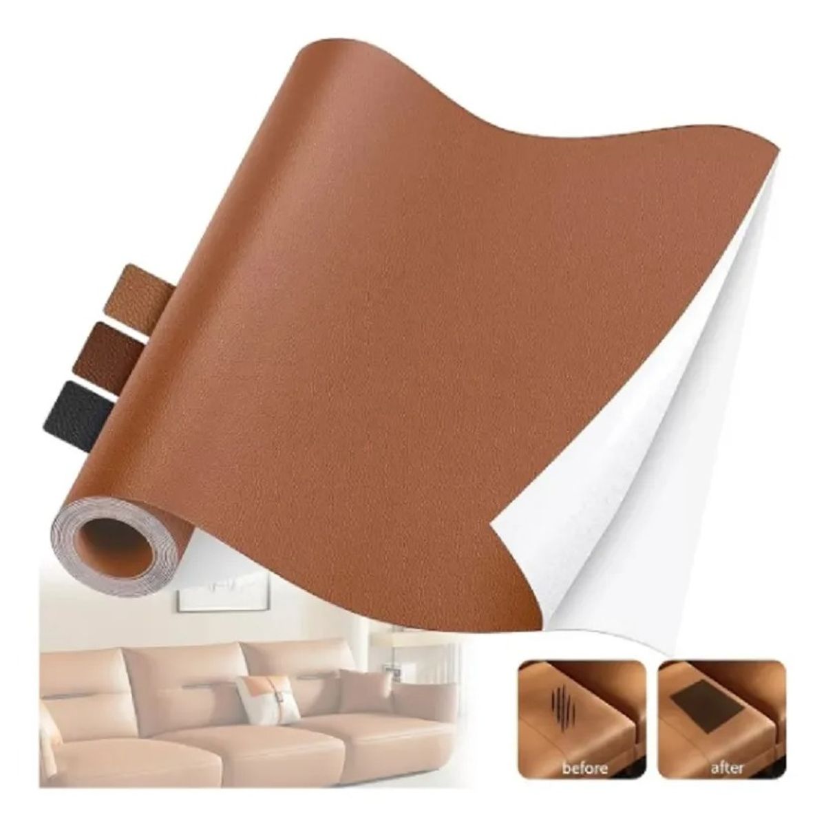 GENERICO - Parche De Reparación De Cuero Para Sofá Café Multiusos