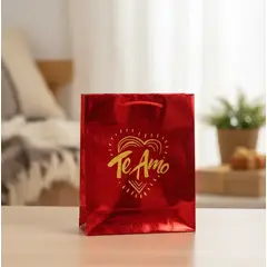 GENERICO - Bolsa de regalo mediana Te Amo metalizada
