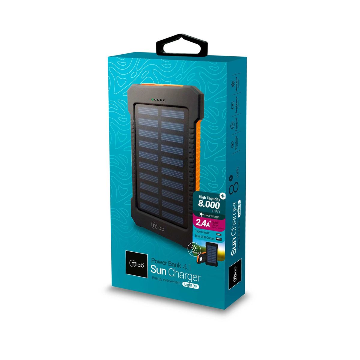 MICROLAB - Cargador Portátil Solar 8000mah Microlab