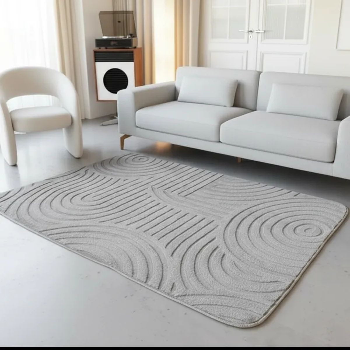 GENERICO - ALFOMBRA JACQUARD 150X200 GRIS RELIVE MODELO HARVER MODERNA ELAGANTE DECORATIVA MP
